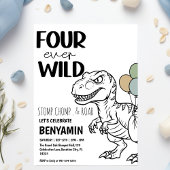 Invitation Quatre Dinosaures Sauvages Fête d'Anniversaire