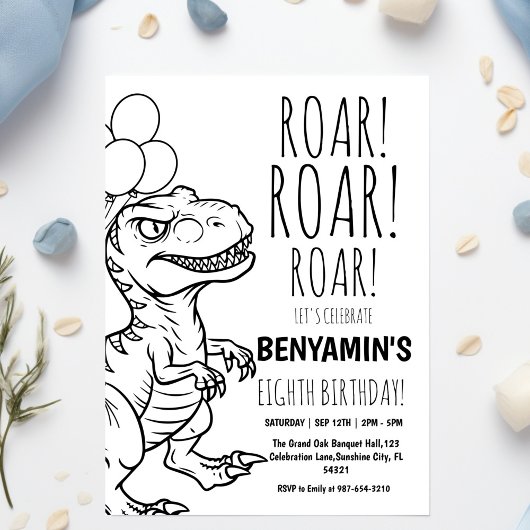 Invitation Quatre Dinosaures Sauvages Fête d'Anniversaire