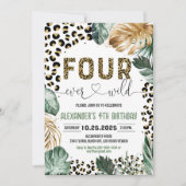 Invitation Quatre Empreintes de léopard sauvages de la Jungle (Devant)