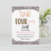 Invitation Quatre Empreintes de léopard sauvages en or rose a (Debout devant)