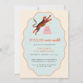 Invitation Quatre enfants de Tigre sauvage 4e anniversaire (Devant)