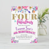 Invitation Quatre et Fabulous Girls Floral 4e anniversaire (Debout devant)