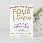 Invitation Quatre et Fabulous Girls Purple 4e anniversaire (Debout devant)