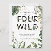 Invitation Quatre Ever Wild Tropical Greenery 4e Anniversaire (Devant)