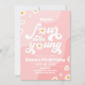 Invitation Quatre Ever Young 4e anniversaire fête Boho Daisy (Devant)