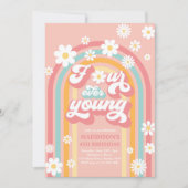 Invitation Quatre Ever Young Boho Daisy Rainbow 4e anniversai (Devant)