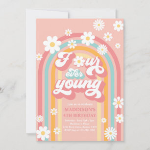 Invitation Quatre Ever Young Boho Daisy Rainbow 4e anniversai