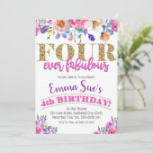 Invitation Quatre Fabuleuses Filles Floral 4e anniversaire (Debout devant)