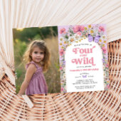 Invitation Quatre Fleur sauvage sauvage 4e anniversaire Photo