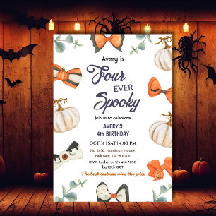 Invitation Quatre fois arc de citrouille d'anniversaire Hallo