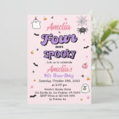 Invitation Quatre fois Éffrayant Halloween 4ème Fille Anniver (Debout devant)