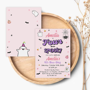 Invitation Quatre fois Éffrayant Halloween 4ème Fille Anniver