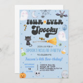 Invitation quatre fois éffrayant Halloween garçon 4e annivers (Devant / Derrière)