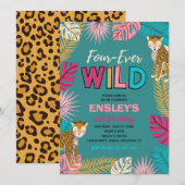 Invitation quatre fois folle | Jungle 4ème anniver (Devant / Derrière)