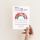Invitation QUATRE fois Magique mignon arc-en-ciel 4e annivers