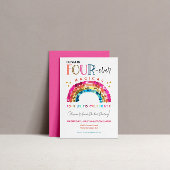Invitation QUATRE fois Magique mignon arc-en-ciel 4e annivers