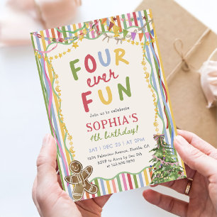 Invitation Quatre fois plus de plaisir Anniversaire de 4 ans