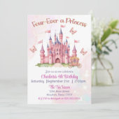Invitation Quatre fois princesse 4e anniversaire (Debout devant)