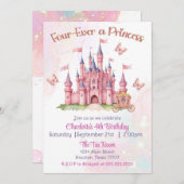 Invitation Quatre fois princesse 4e anniversaire (Devant / Derrière)