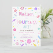 Invitation QUATRE fois Sweet Shop Candy Anniversaire (Debout devant)