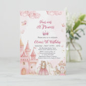 Invitation Quatre fois une princesse Château licorne 4e anniv (Debout devant)