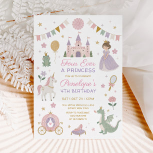 Invitation Quatre fois une princesse : Conte de fées royal po