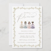 Invitation Quatre fois une princesse Fête des 4 ans des fille (Devant)