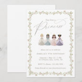 Invitation Quatre fois une princesse Fête des 4 ans des fille (Devant / Derrière)