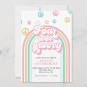 Invitation Quatre Forever Groovy Anniversaire Rétro Arc-en-ci (Devant)