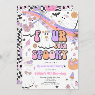 Invitation Quatre Halloween Éffrayant Fantôme Super Anniversa