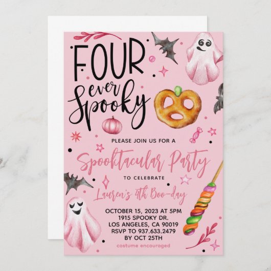 Invitation Quatre Halloween Éffrayants (Devant / Derrière)