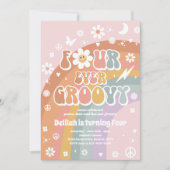 Invitation Quatre Hippie Super 4e fête d'anniversaire (Devant)