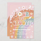 Invitation Quatre Hippie Super 4e fête d'anniversaire (Devant / Derrière)