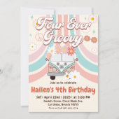 Invitation Quatre jamais Super Retro Boho Rainbow 4e annivers (Devant)