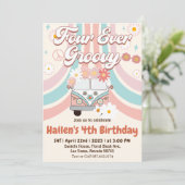 Invitation Quatre jamais Super Retro Boho Rainbow 4e annivers (Debout devant)