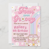 Invitation Quatre jamais Super Retro Boho Rainbow 4e annivers (Devant)