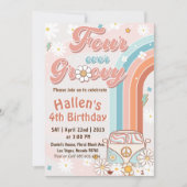 Invitation Quatre jamais Super Retro Boho Rainbow 4e annivers (Devant)