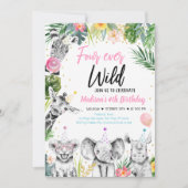 Invitation Quatre jamais Wild Tropical Safari fille Anniversa (Devant)