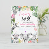 Invitation Quatre jamais Wild Tropical Safari fille Anniversa (Debout devant)