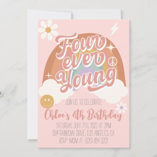 Invitation Quatre jeunes arc-en-ciel (Devant)