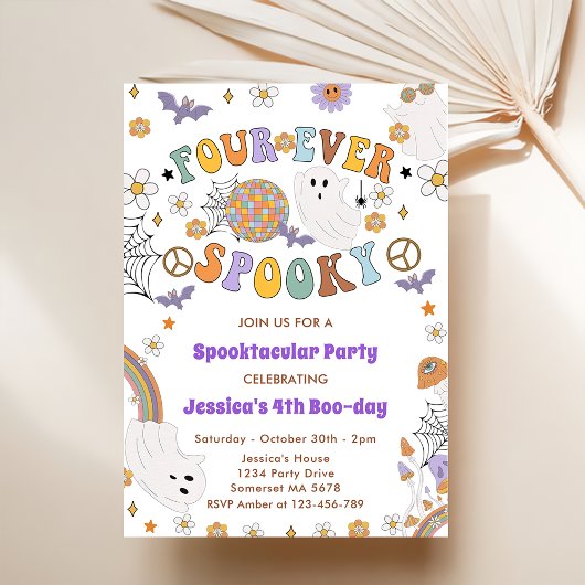 Invitation Quatre Jour Éffrayant Halloween Super 4ème anniver