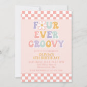 Invitation Quatre Jour Super Retro Daisy Checker 4e Anniversa (Devant)