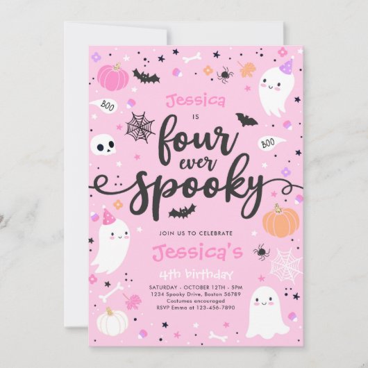 Invitation Quatre Jours Éffrayants Halloween Ghost 4e anniver (Devant)