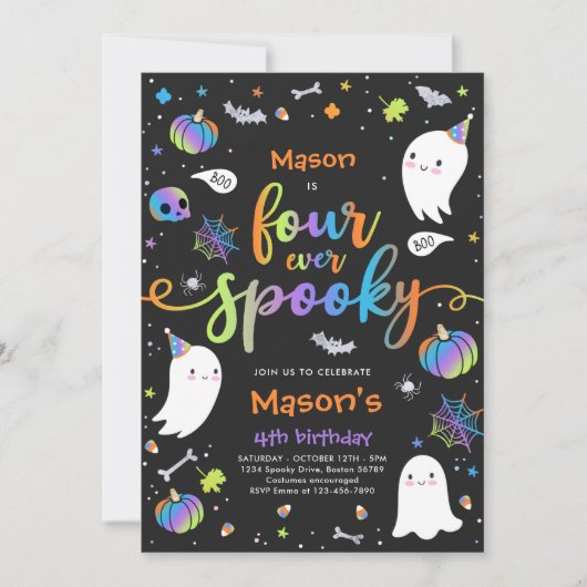 Invitation Quatre Jours Éffrayants Halloween Ghost 4e anniver (Devant)