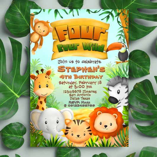 Invitation Quatre Jours Sauvages Safari Anniversaire