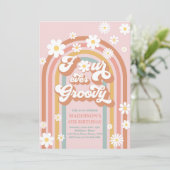 Invitation Quatre Jours Super Boho Daisy Rainbow 4e anniversa (Debout devant)
