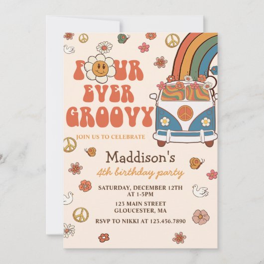 Invitation Quatre Jours Super Retro Rainbow 4e anniversaire (Devant)