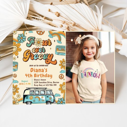 Invitation Quatre Jours Super Retro Rainbow 4e anniversaire