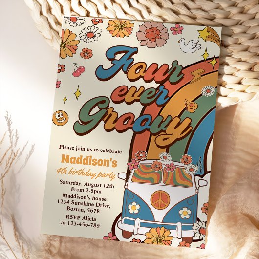 Invitation Quatre Jours Super Retro Rainbow 4e anniversaire