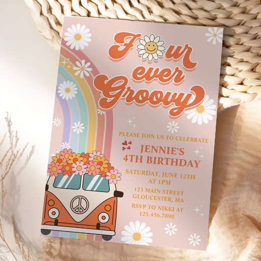 Invitation Quatre Jours Super Retro Rainbow 4e anniversaire